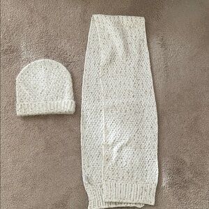 Cozy Cream Knit Scarf and Beanie Set